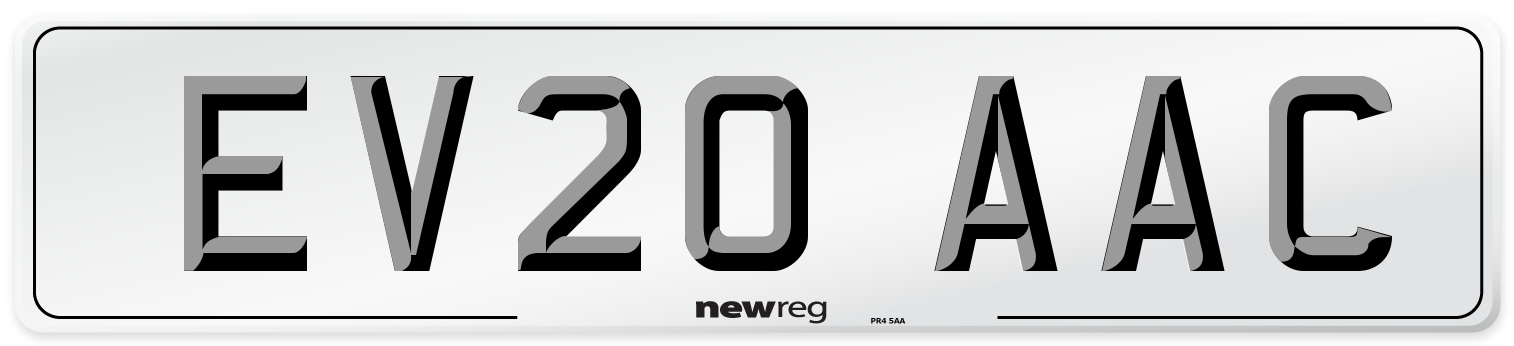 EV20 AAC Number Plate from New Reg